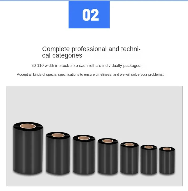 Stack of multiple adhesive tape rolls with dark shiny outer film on cores
