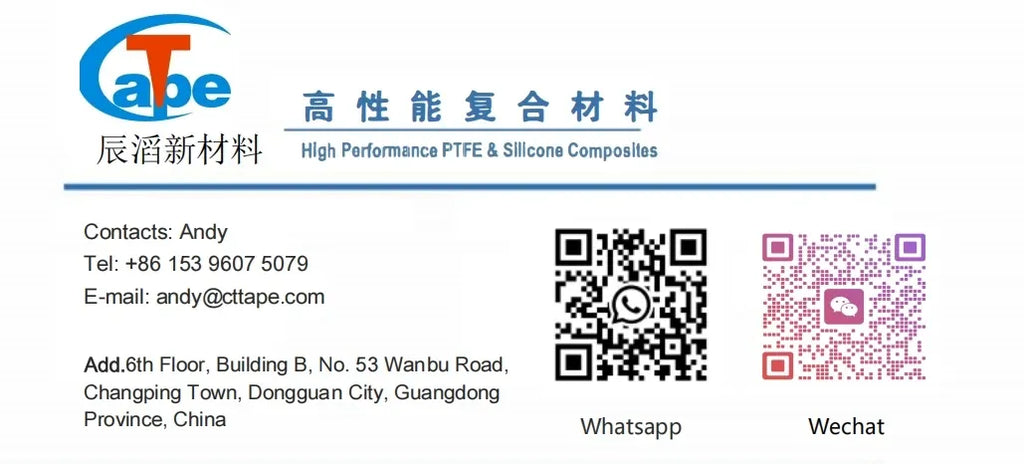 Manufacturer contact card with logo and QR codes for tape inquiry