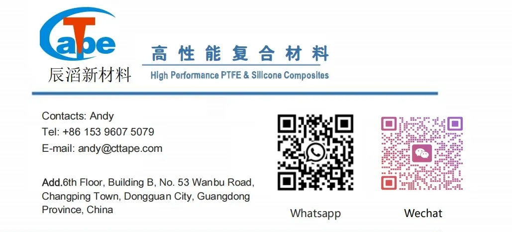 Manufacturer contact card with logo and QR codes for tape inquiry