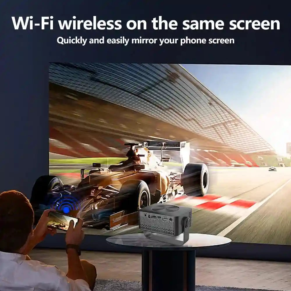 4K Portable WiFi Projector with 180 Degree Rotation for Home Cinema Tidesmit