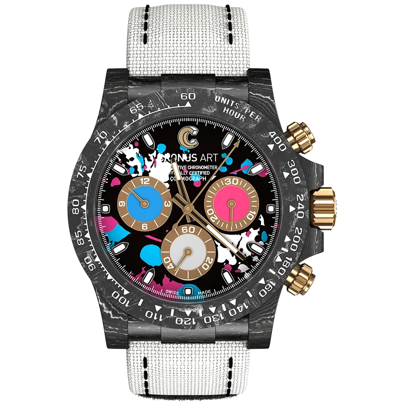Day-tona Limited Edition Graffiti-Style Mechanical Watch-Carbon Fiber Case 40mm Sapphire Crystal Glass Pointer Hangzhou 20mm