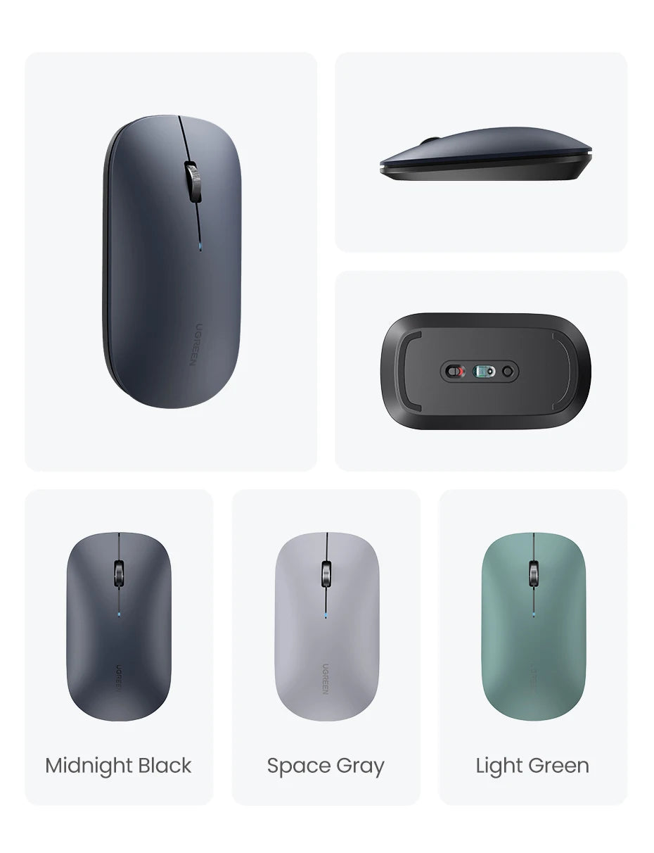 UGREEN Mouse Wireless Bluetooth 2.4G Silent Mice 4000 DPI Left Right Hand For MacBook Tablet Computer Laptop PC Wireless Mouse