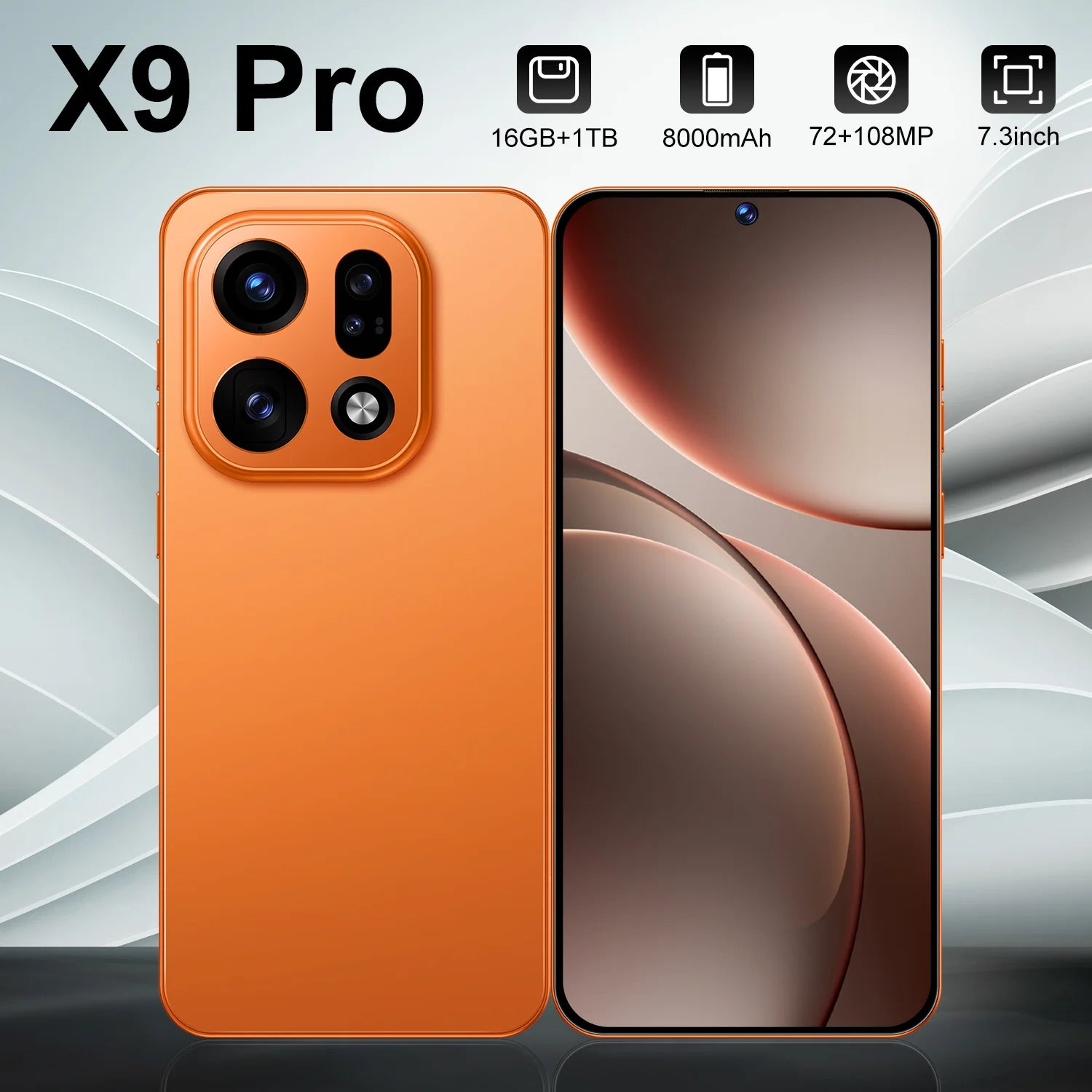 Tidesmit X9 Pro 5G smartphone side angle showing ultra-slim design and high-definition 1440x3040 display screen