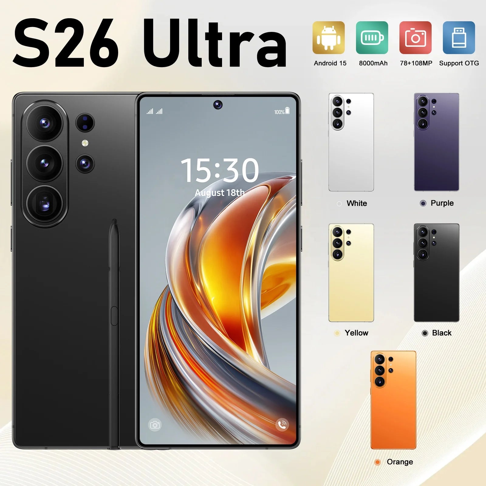 22G+2TB Unlocked S26 Ultra 5G Smartphone 108MP Dual SIM Global Version Android 15 Phone Full Screen Decacore Processor GPS