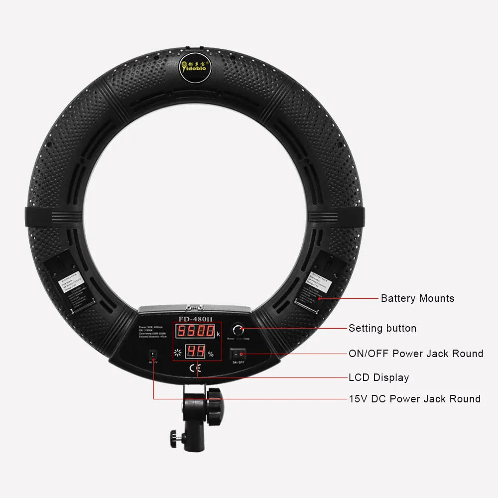 18-Inch LED Ring Light Kit - Adjustable Studio Content Creation Lighting Tidesmit