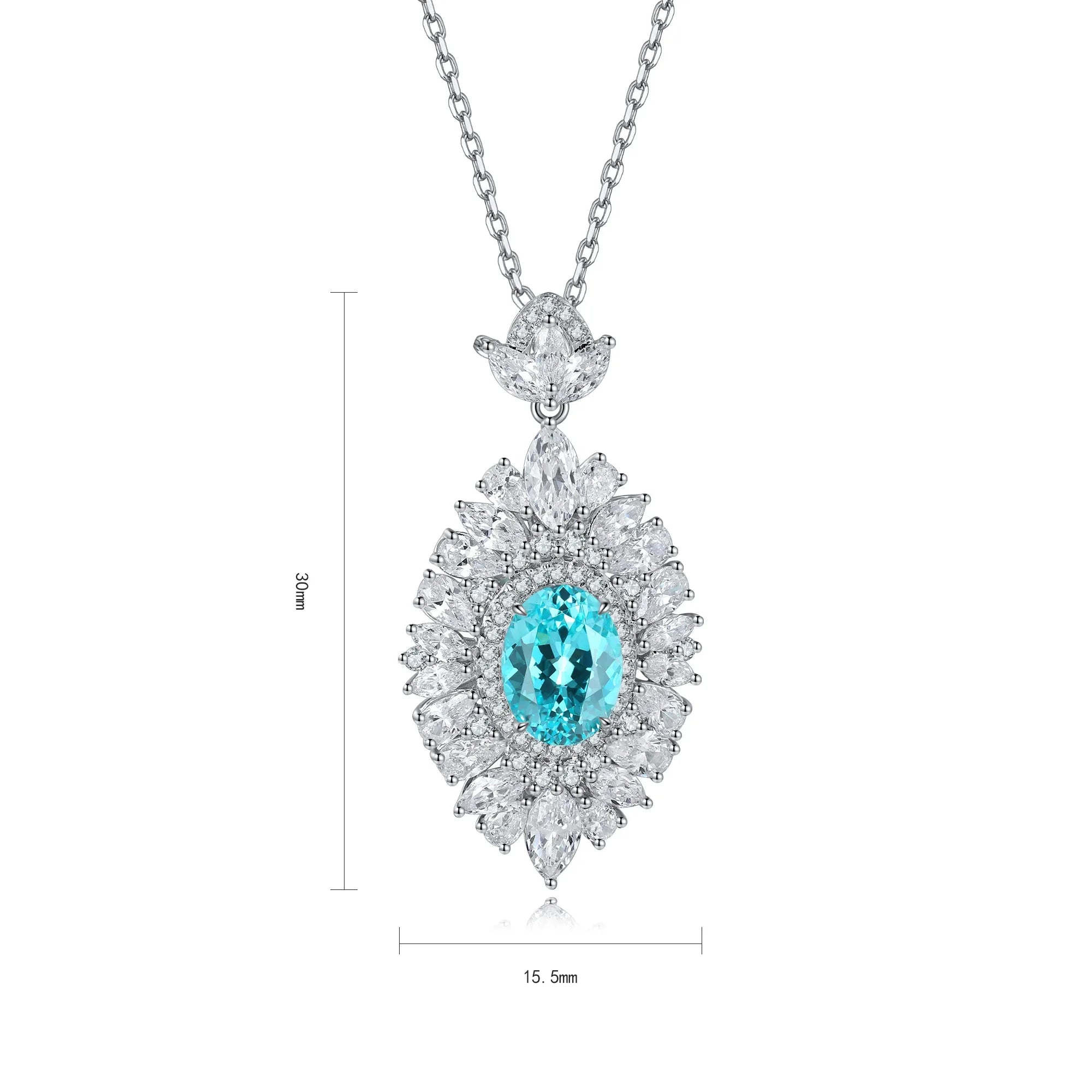 Lanphear Jewelry Original New Silver 925 Sterling Luxury Pendant 4.02ct Lab Grown Paraiba Charm Necklace