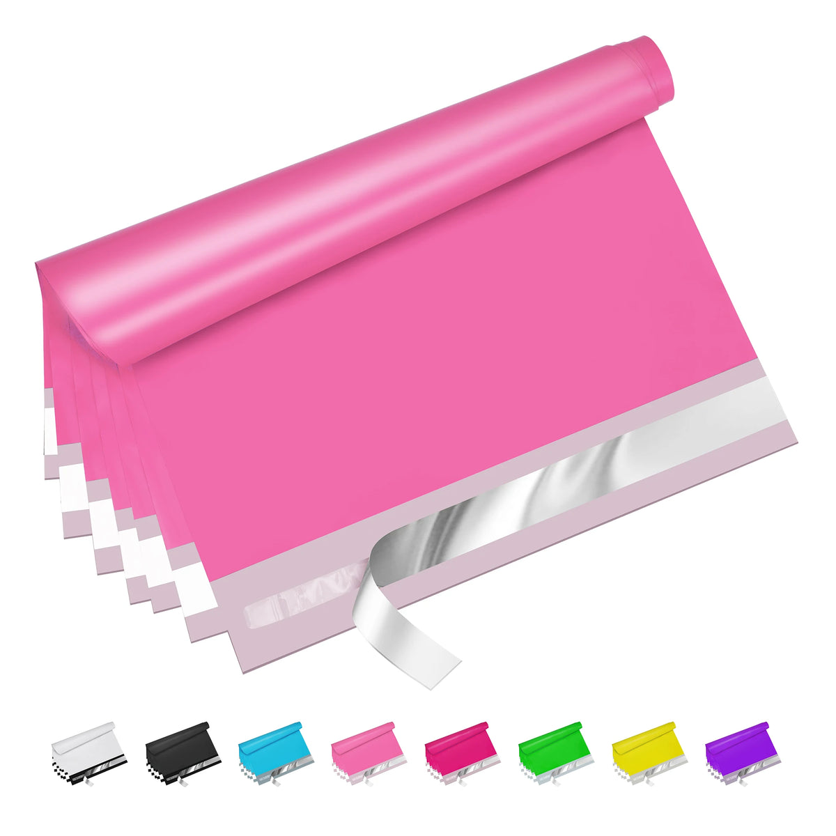 Light pink polyester mailer bag with self-adhesive strip, 10x13 in, 100-pack