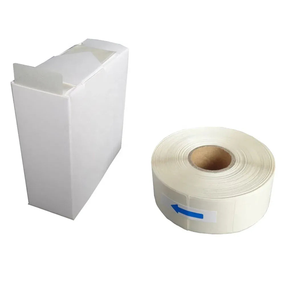 White water-soluble label roll with stacked label sheets and backing