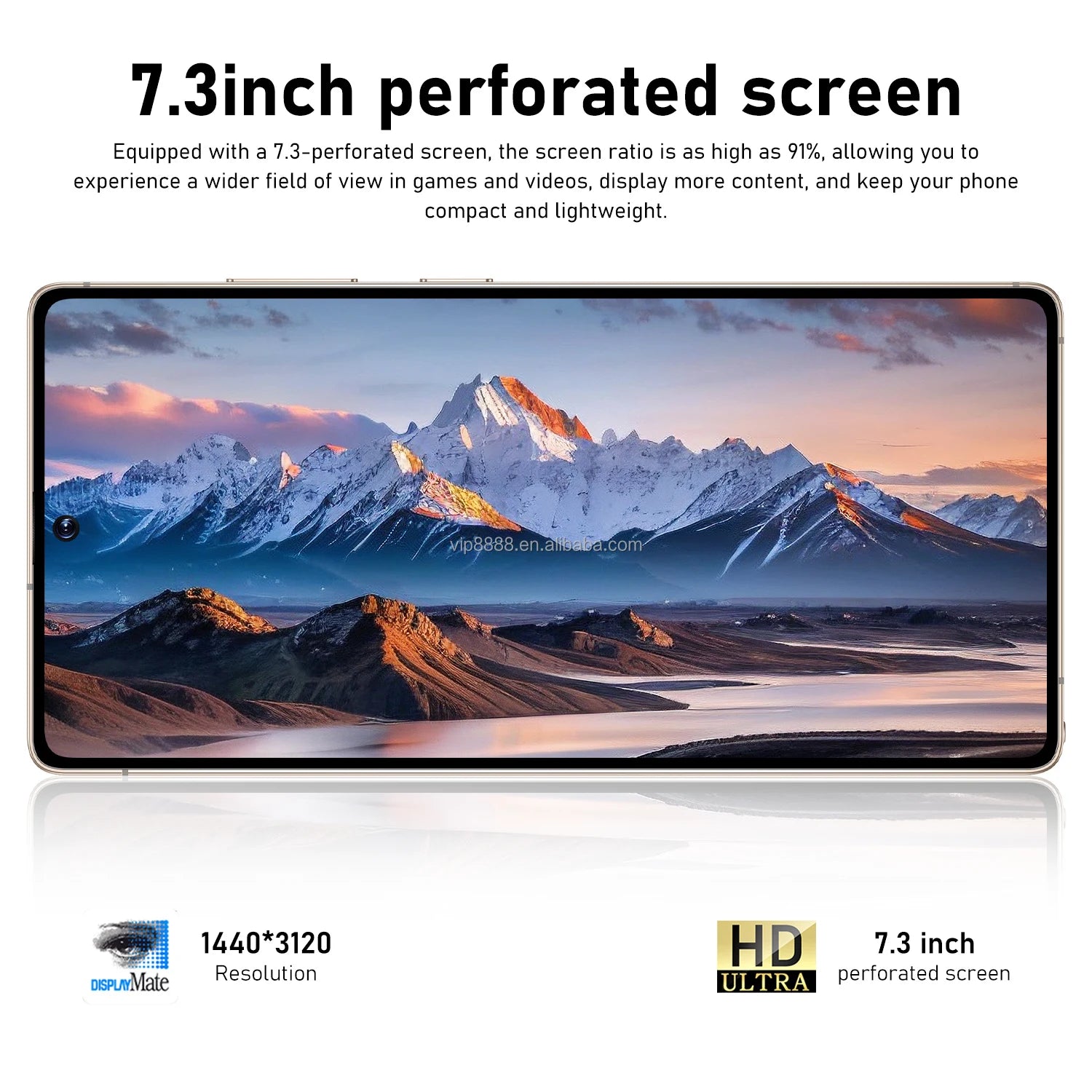 S26 Ultra smartphone in gold with 7.3 inch display and 108MP camera, 22GB RAM, 2TB storage, Android 15 mobile device