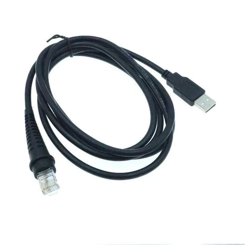 Black USB-A to RJ45 cable with Ethernet RJ45 and USB-A plugs, 2m length