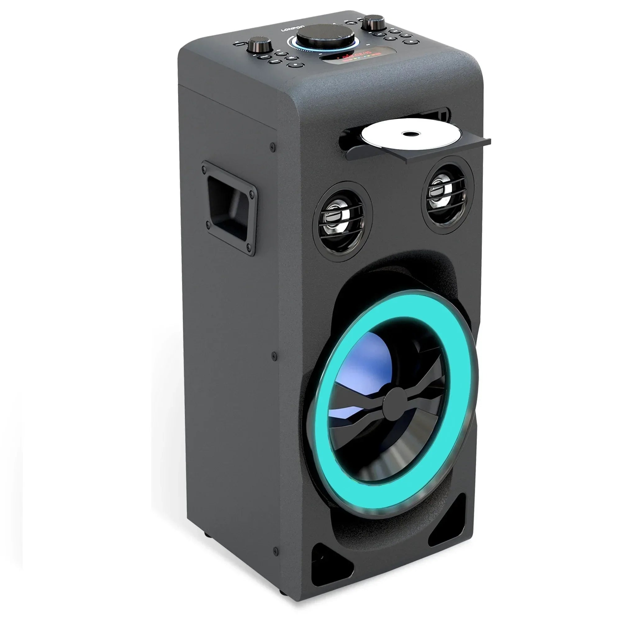 Wood Cabinet CD and Portable Bluetooth Speaker - Wireless Audio Black My Store