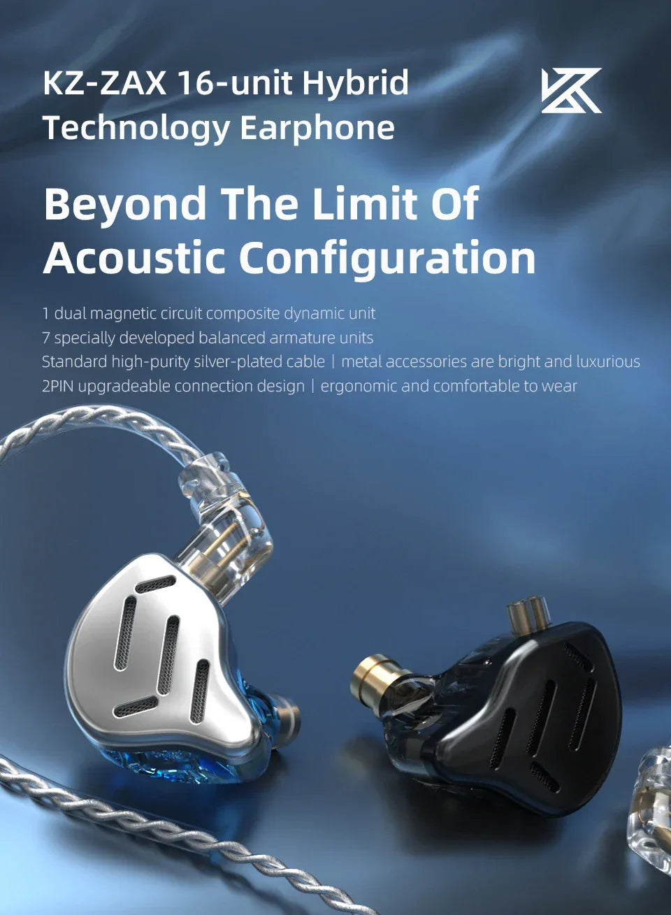 KZ ZAX 16-Driver Hybrid HiFi In-Ear Monitors by Tidesmit Tidesmit