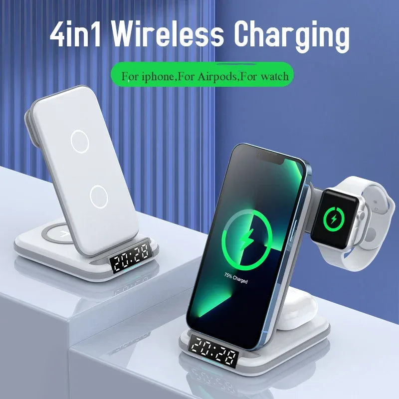 15W Wireless Charger Alarm Clock | 3-in-1 Fast Charging Desktop Station Tidesmit