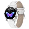 KW10 Waterproof Smartwatch for Women - Gold Stainless Steel Fitness Tracker WHITE with leather strap kw10 My Store