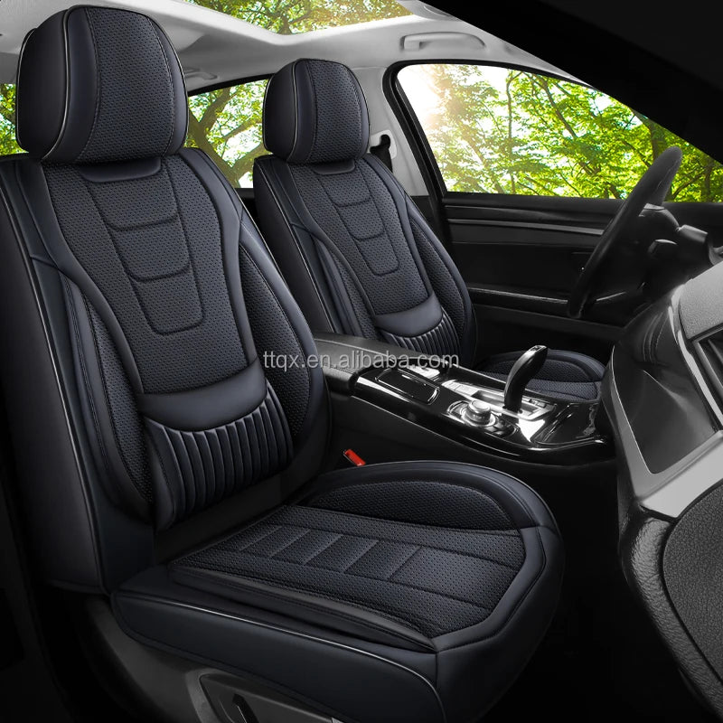 Wear Resistant Nappa Leather Car Seat Covers with Fixed Lumbar Support for Nissan Altima Sylphy X-Trail Qashqai  All Weather