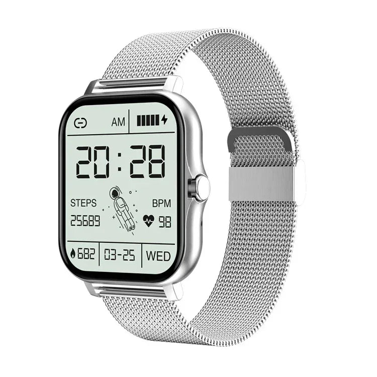 Smartwatch with Bluetooth Calling and Fitness Tracker - Silicone/Metal silver+Metal watch band My Store