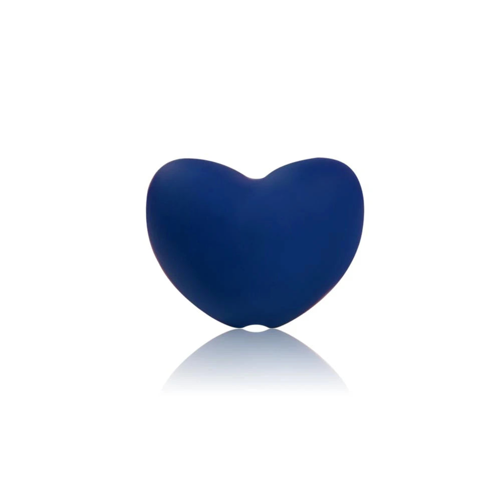 Blue heart-shaped silicone baby teething toy for soothing sore gums.