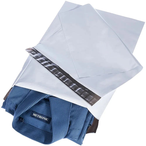 White self-adhesive poly mailer shipping bags, sealed tear-proof design
