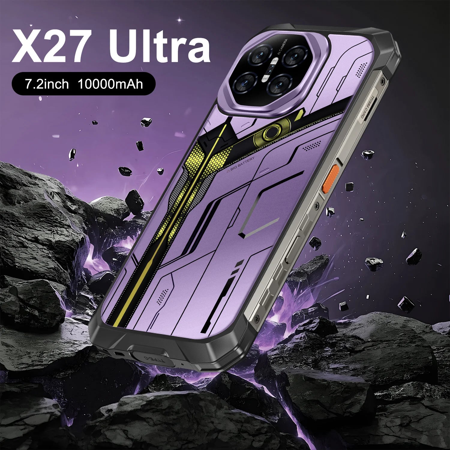 Tidesmit X27 Ultra 5G smartphone with 7.3 inch display, 12GB RAM, 1TB storage, waterproof, and NFC features.