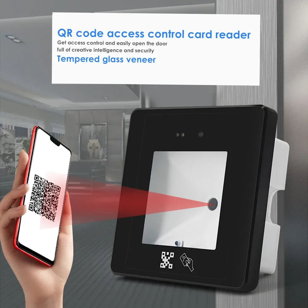 DC12V 125Khz/13.56Mhz RFID Barcode 2D QR Code Reader Access Control Reader Wigand USB RS232 RS485 Interface 86*86MM