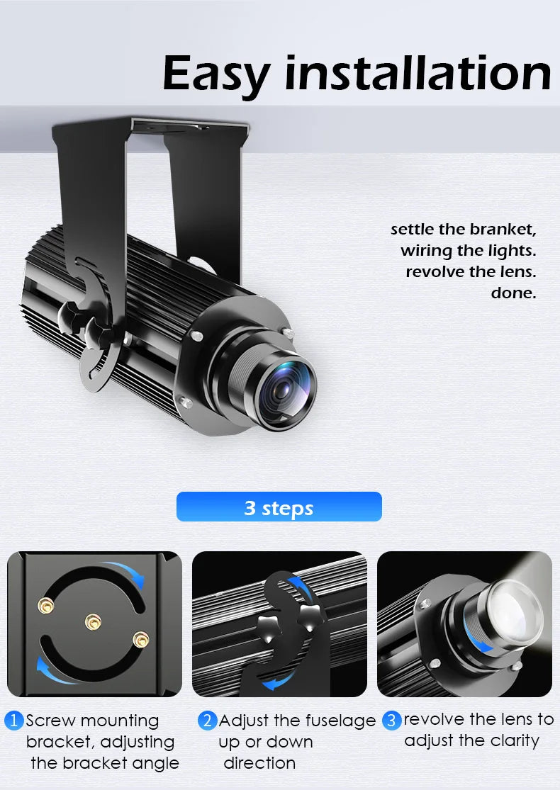 High Power 200W 300W Laser Light Projector ADS Logo Advertising Laser Show Text Customized Gobo Projection for Events