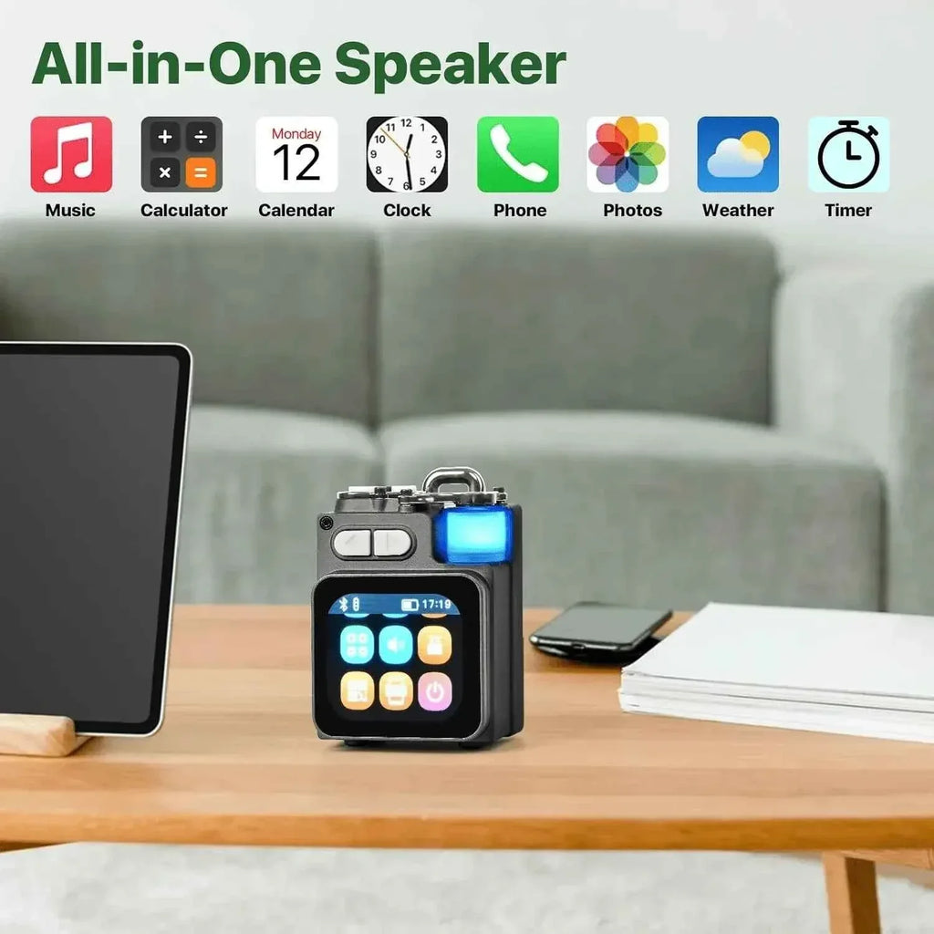 Portable Bluetooth Speaker with LED Touch Light - Black 360 Sound My Store