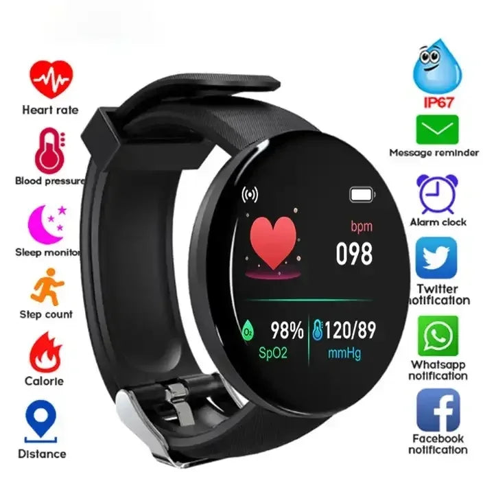 D18 Fitness Tracker Smartwatch - Waterproof Heart Rate & Sleep Monitor My Store