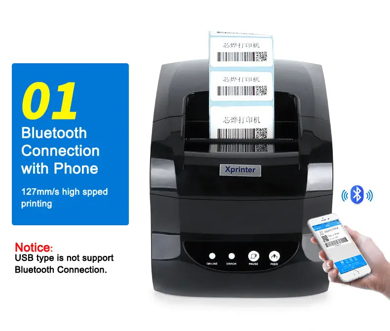 New Xprinter XP-365B Printer 80mm Thermal Barcode Price Printer Launch Thermal Printer USB or Bluetooth Interface Ticket Printer
