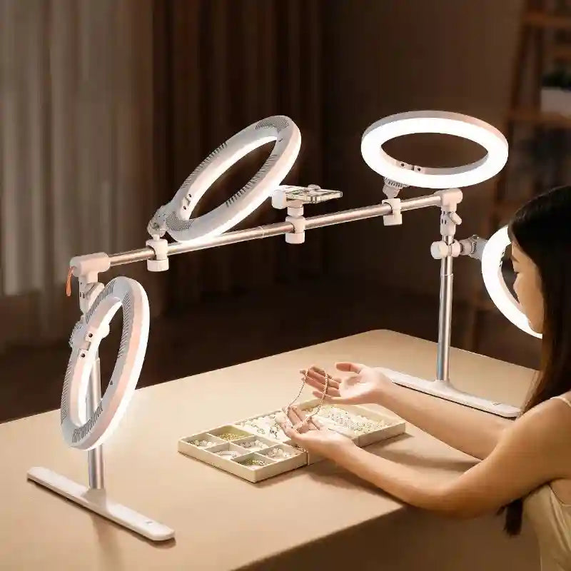 Ring Light with Phone Holder and Adjustable Overhead Stand Model F5 Tidesmit