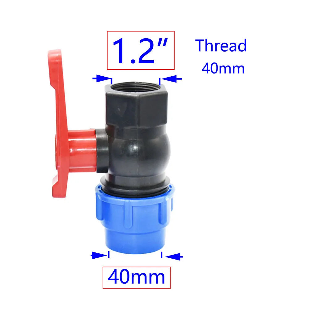 20/25/32/40/50mm PE Tube Quick Connector Elbow Tee Water Splitter Plastic Ball Valve Coupler Farm Irrigation Water Pipe Fittings
