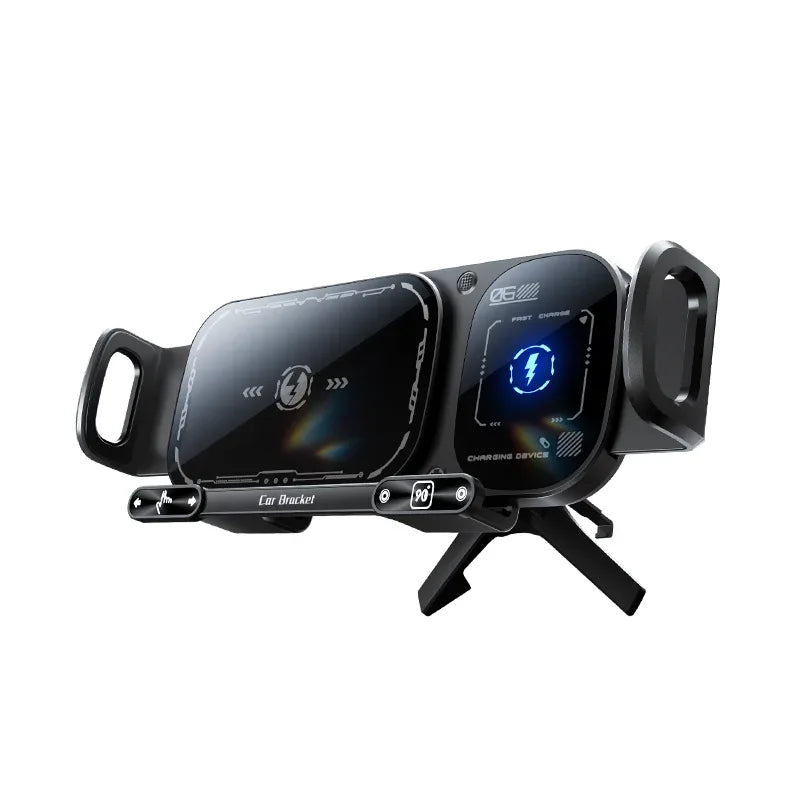 Wireless Car Phone Holder Power Bank with Fast Charging & USB-C Black Tidesmit