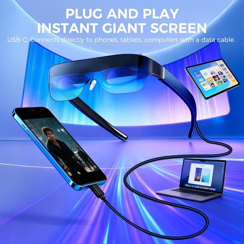 Android-Powered Oem Ar/Vr All-In-One Glasses Customizable Lunettes-Style Smart Glasses Micro-Oled Screen for Watch Movie Gaming
