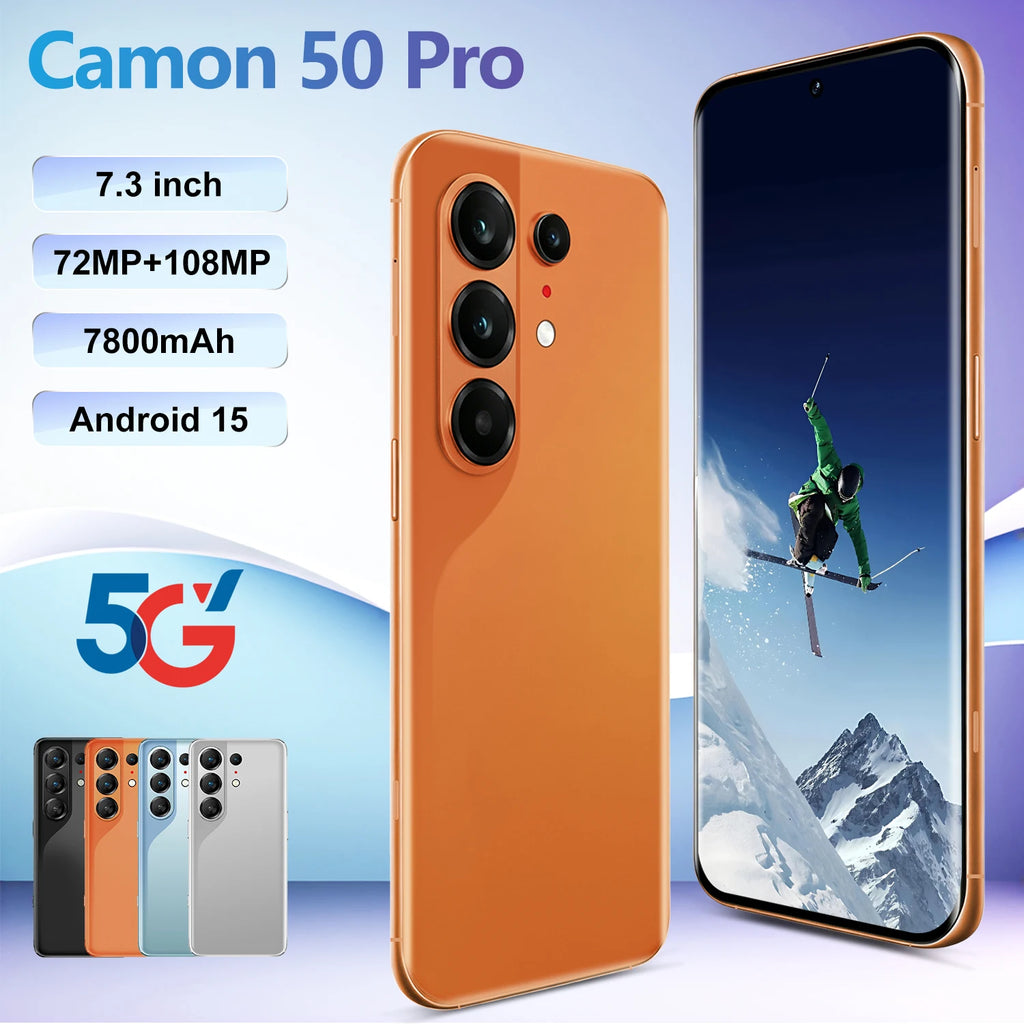 Tecno Camon 50 Pro 5G smartphone with 16GB RAM in sleek modern design, viewed from side angle for product gallery.