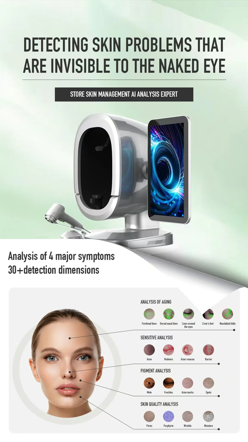 Newest AI-Powered Facial Skin Analysis Instrument Facial Tester Scanner Skin Analyzer Smart Intelligent Skin Analysis Machine