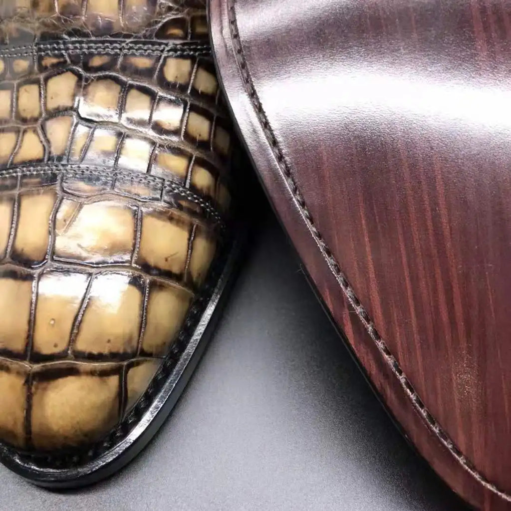 Goodyear High Quality Luxury Shoes Men Monk Strap Genuine Crocodile Leather Shoes for Men Custom Alligator Skin Men's Shoes