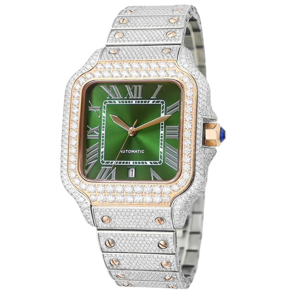 Reloj Full Diamond Jewelry Hip Hop Iced Out Automatic Watches Gold Luxury Men Mechanical VVS Moissanite Watch