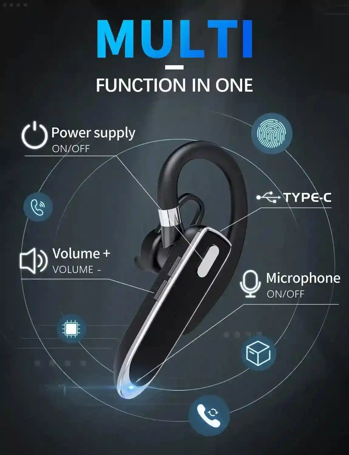 YYK-530 Waterproof Wireless Ear Hook Single Earbud | Tidesmit Tidesmit
