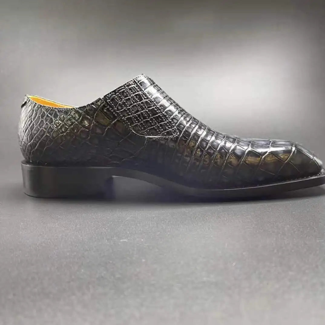 Luxury Alligator Skin Branded Shoes Men Slip-on Business Loafer Shoes for Men Pure Crocodile Leather Goodyear Men's Dress Shoes