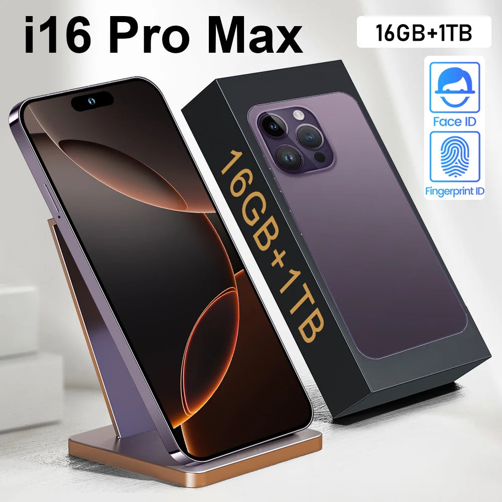 OEM 2024 I16 Pro Max 5G smartphone with 6.7 inch 120Hz display 16GB RAM and 1TB storage, side view, gallery image 3