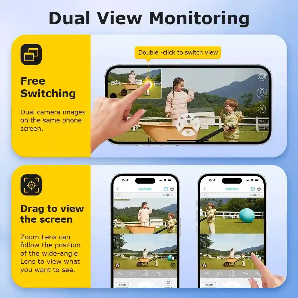 4K Solar Security Camera: Dual Lens PTZ Smart Home Surveillance System Tidesmit
