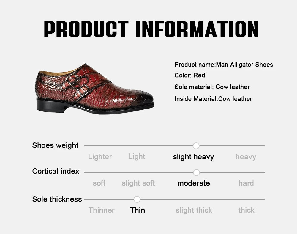 Goodyear Shoes for Man Styles Monk Strap Men High Quality Dress Shoes Green Luxury Genuine Crocodile Leather Office Men's Shoes
