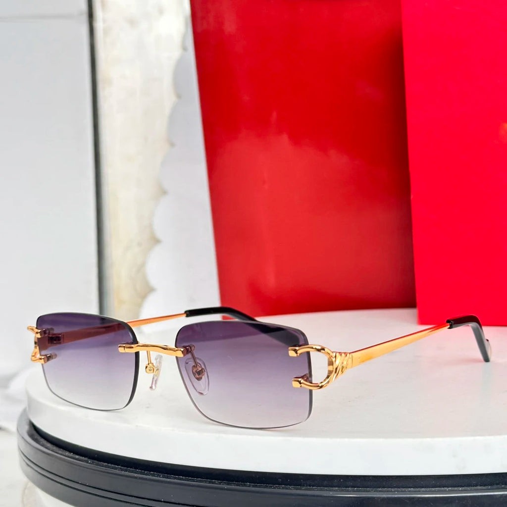 Luxury CT LOGO Rimless Sunglasses Gold Shades for Fashion Enthusiasts UV Protection Eyewear for Daily Commute Party Vacation