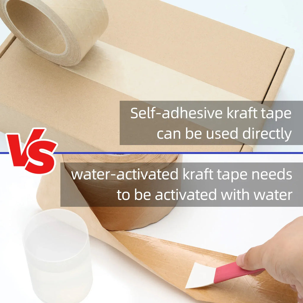 Custom Printed Black Kraft Paper Packing Tape with Acrylic Adhesive Eco-Friendly & Easy Tear Jumbo Roll for Carton Sealing
