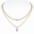15114 Stacked Design 925 Sterling Silver D Color Moissanite Pendant with Gold Plated Stacking Chain Stylish Layered Necklaces