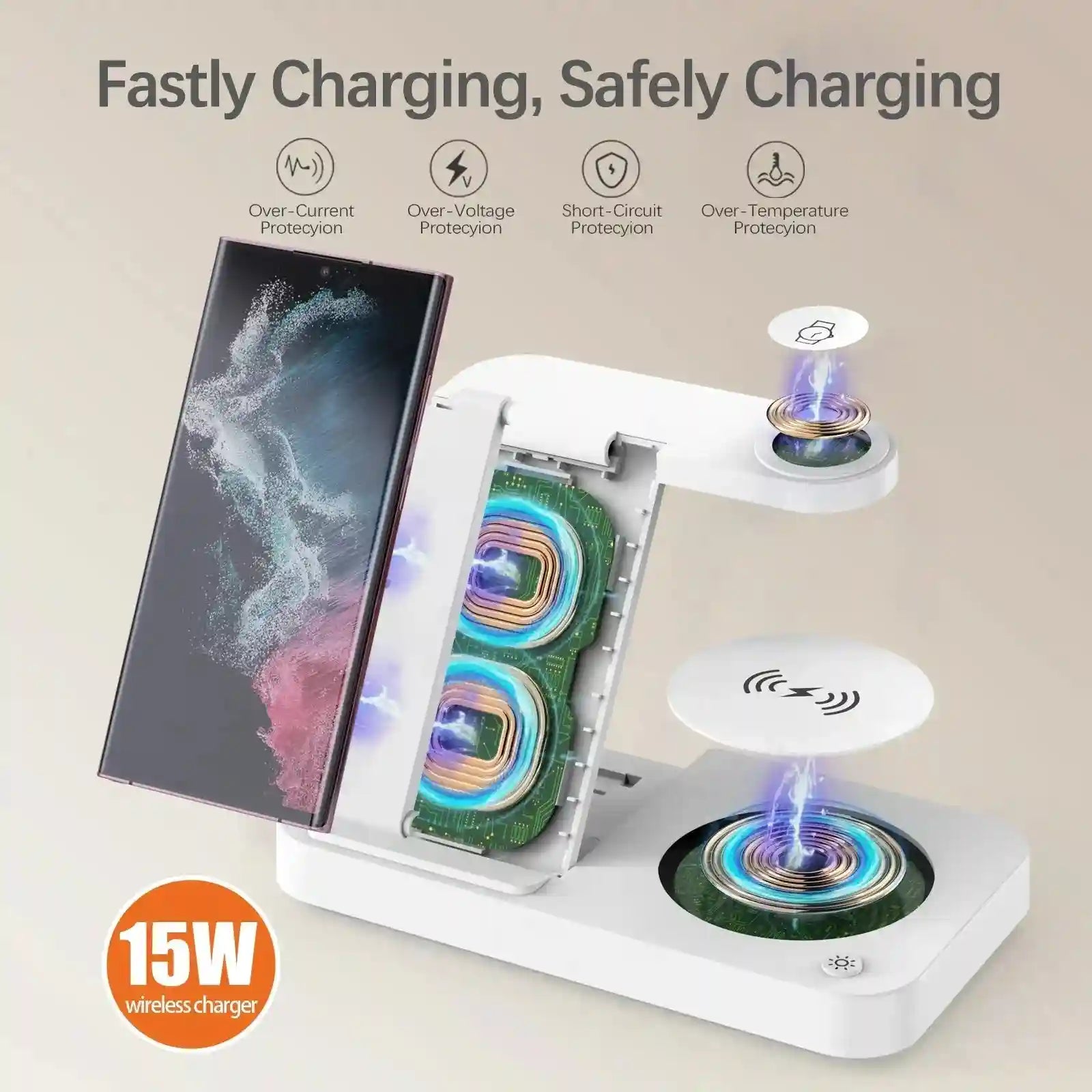 3-in-1 Wireless Charging Station - Fast Qi Certified Foldable Dock Tidesmit