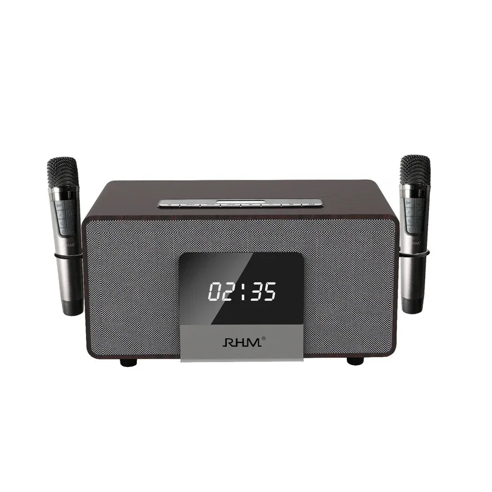 Wireless Karaoke Speaker with Dual Mics and Premium Wood Cabinet Wood 3" My Store