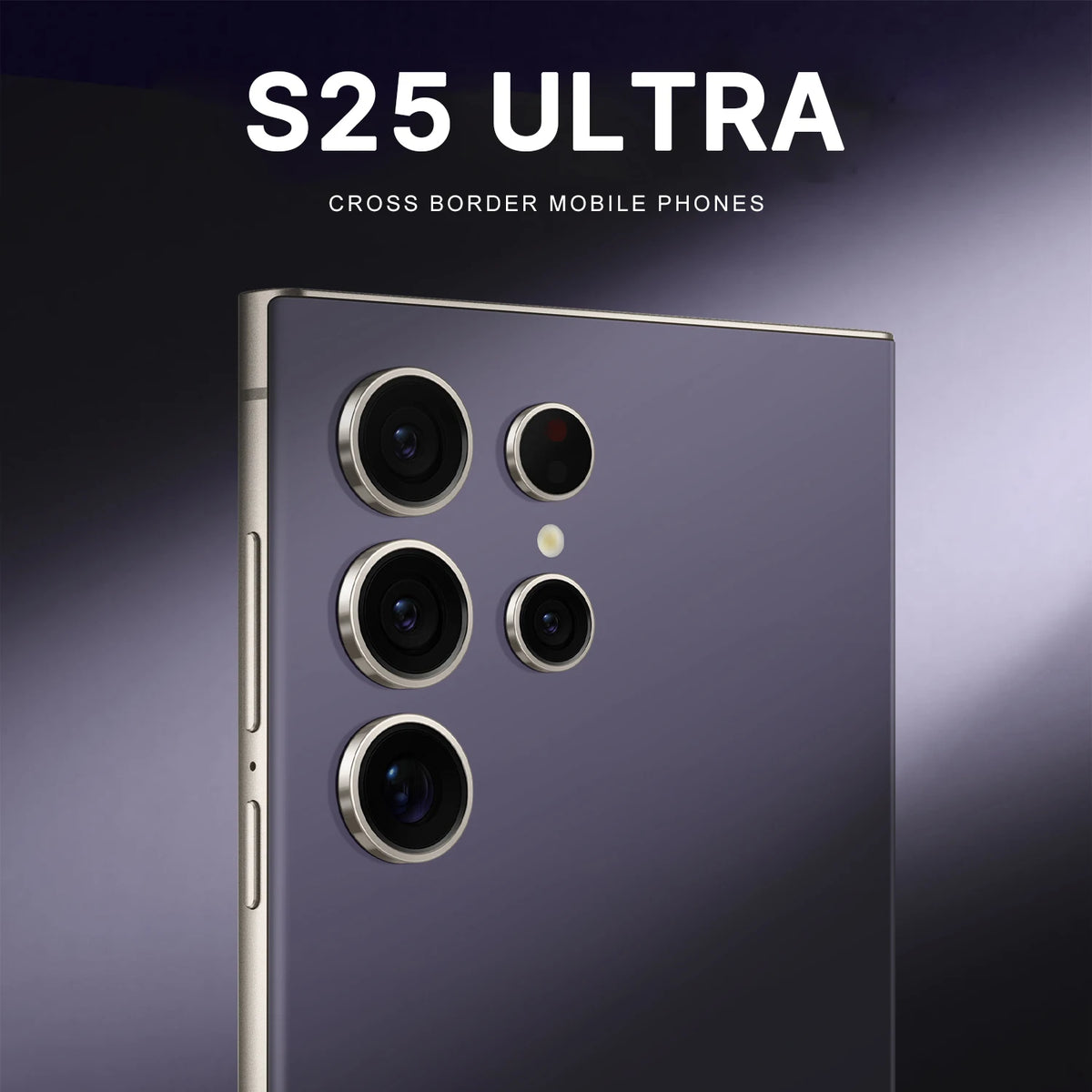 S25 Ultra 5G smartphone back in purple with four camera lenses and LED flash.