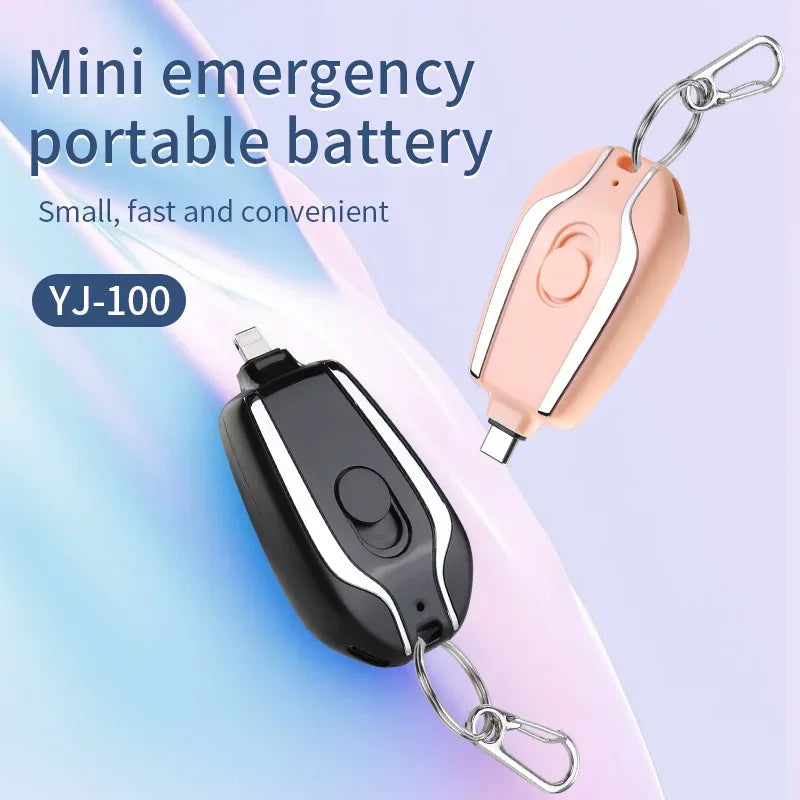 Mini Portable Charger 1500mAh Keychain Battery for iPhone and USB-C Tidesmit