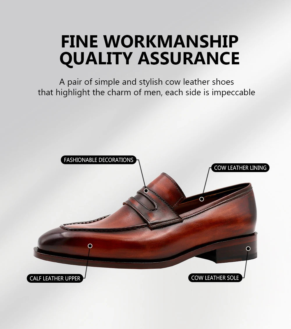 Special Offer Size 42 Luxury Office Shoes Goodyear Handmade Penny Loafers Wedding Party Shoes Blake Oxford Men's Dress Shoes