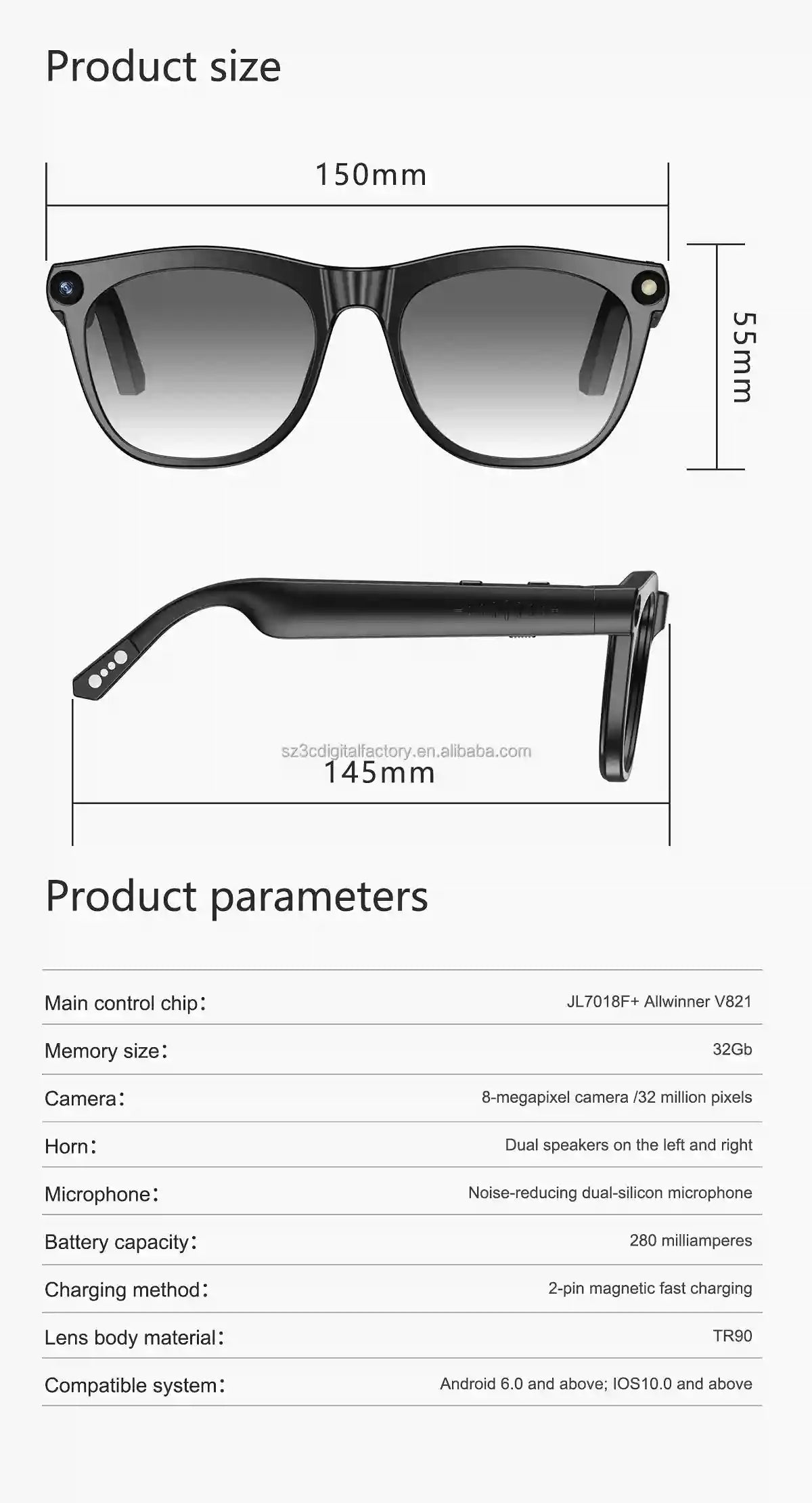 Smart Glasses with AI Translator & Camera – Tidesmit CY01 Tidesmit